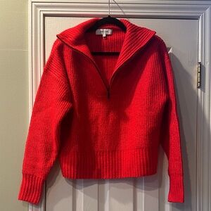 John + Jenn Vibrant Red Half-Zip Sweater